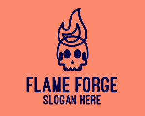 Blue Flame Skull logo design