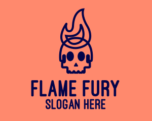 Blue Flame Skull logo design