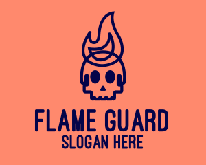 Blue Flame Skull logo design