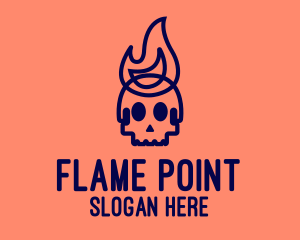 Blue Flame Skull logo design