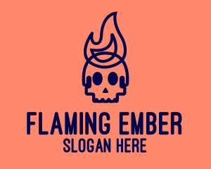 Blue Flame Skull logo design