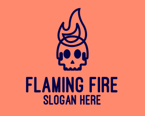 Blue Flame Skull logo design