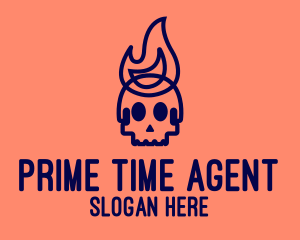 Blue Flame Skull logo design