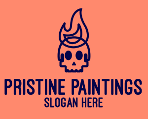 Blue Flame Skull logo design