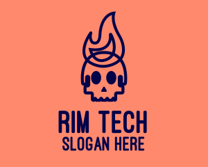 Blue Flame Skull logo design