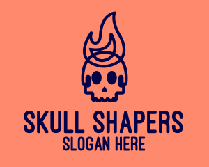 Blue Flame Skull logo design