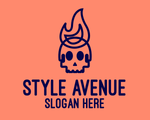 Blue Flame Skull logo design