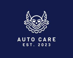 Skull Mechanic Wing logo design