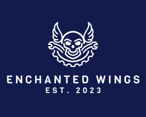 Skull Mechanic Wing logo design