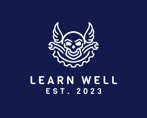 Skull Mechanic Wing logo design