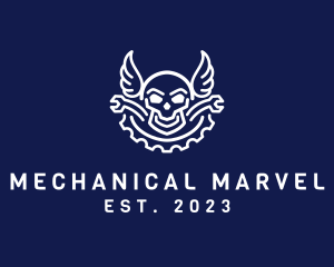 Skull Mechanic Wing logo design