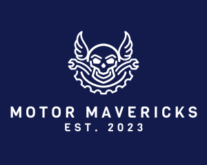 Skull Mechanic Wing logo design