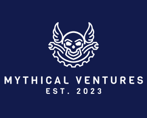 Skull Mechanic Wing logo design