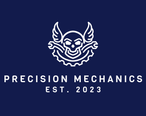 Skull Mechanic Wing logo design