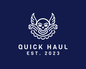 Skull Mechanic Wing logo design