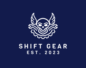 Skull Mechanic Wing logo design