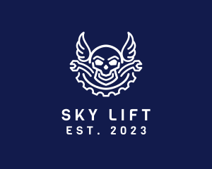 Skull Mechanic Wing logo design