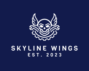 Skull Mechanic Wing logo design