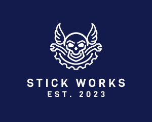 Skull Mechanic Wing logo design