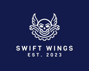 Skull Mechanic Wing logo design