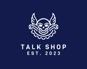 Skull Mechanic Wing logo design