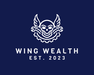 Skull Mechanic Wing logo design