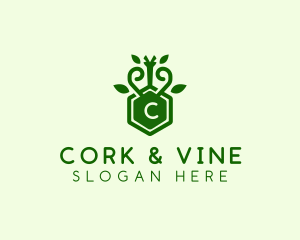 Leaf Vine Hexagon  logo design