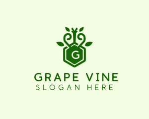 Leaf Vine Hexagon  logo design