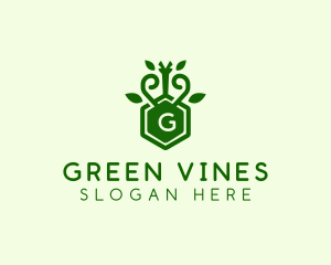 Leaf Vine Hexagon  logo design