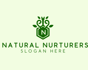 Leaf Vine Hexagon  logo design