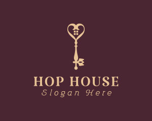 Heart House Key logo design