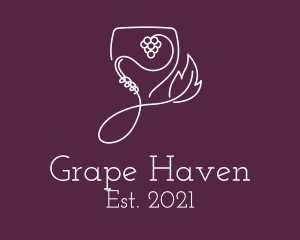 Grape Wine Glass logo design