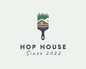 Forest House Paintbrush logo design