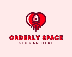 Space Rocket Heart logo design