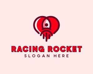 Space Rocket Heart logo design