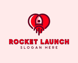 Space Rocket Heart logo design