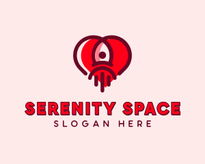 Space Rocket Heart logo design