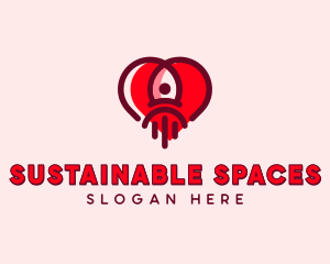 Space Rocket Heart logo design