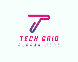 Modern Tech Network Letter T logo design