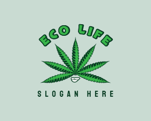 Smiling Weed Plant logo design