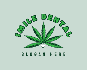 Smiling Weed Plant logo design