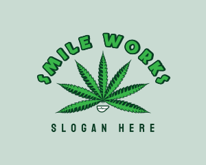 Smiling Weed Plant logo design