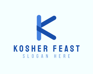 Rounded Blue Letter K logo design