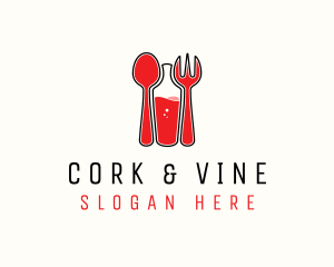 Red Spoon Bottle Fork logo design