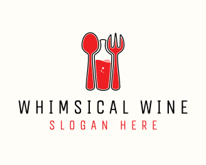 Red Spoon Bottle Fork logo design