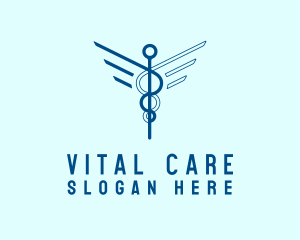 Blue Medical Caduceus logo