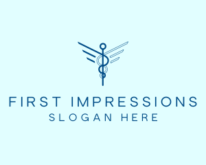 Blue Medical Caduceus logo design