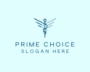 Blue Medical Caduceus logo design