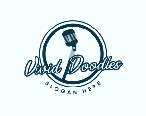 Podcast Music Microphone logo design