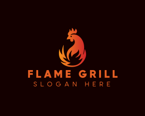 Chicken Flame Grill logo design